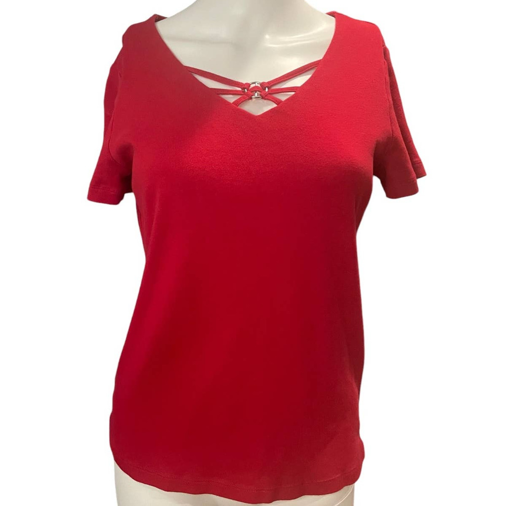 Karen Scott Womens Shirt Size S Red Basic